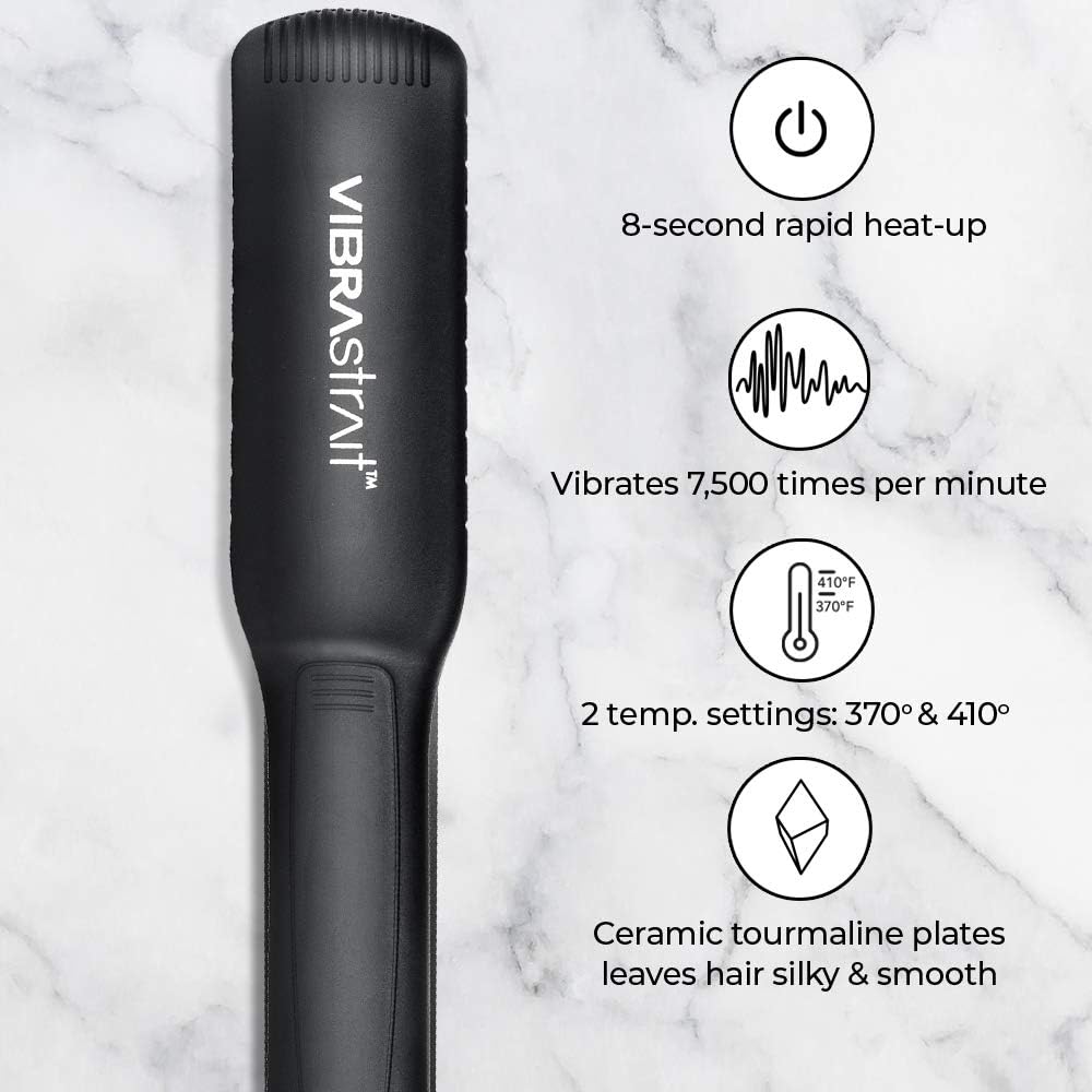 Essential Vibrating Ceramic Tourmaline Ionic Flat Iron, 1.5-inch - Fast, Frizz-Free Ceramic Hair Straightener with Easy, Gentle Glide for Waves, Curls, Smooth Hair