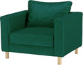 Heavy Duty Velvet Karlstad 1 Seat Armchair Replacement Custom Made Compatible with IKEA Karlstad Chair Slipcover (Velvet Green Chair)