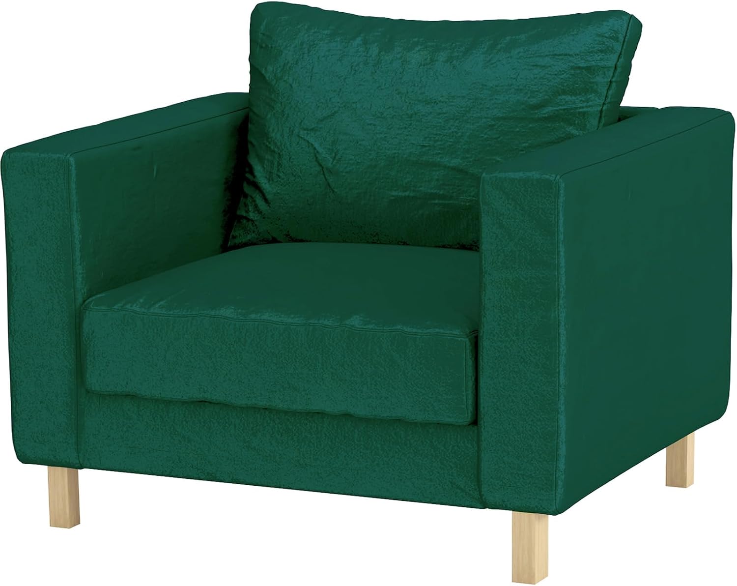 Heavy Duty Velvet Karlstad 1 Seat Armchair Replacement Custom Made Compatible with IKEA Karlstad Chair Slipcover (Velvet Green Chair)