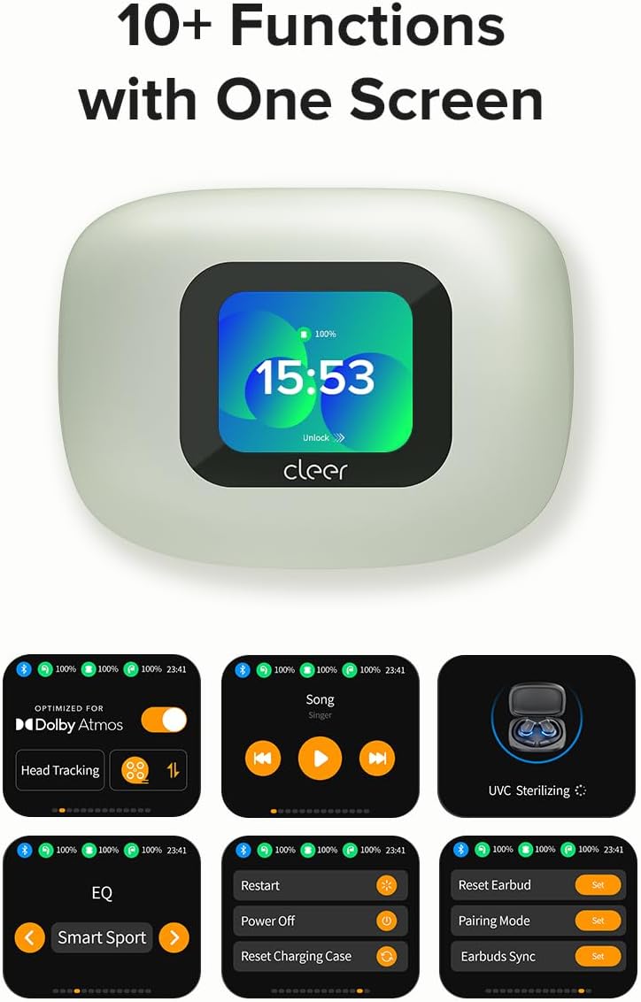Cleer ARC 3 Open Ear Headphones - Dolby Audio, Snapdragon Sound True Wireless Earbuds, 50Hr Battery, Bluetooth 5.4, IPX 7, Multi-Point, Smart Controls, Wireless Charging Smart Case, Comfort Fit, Green