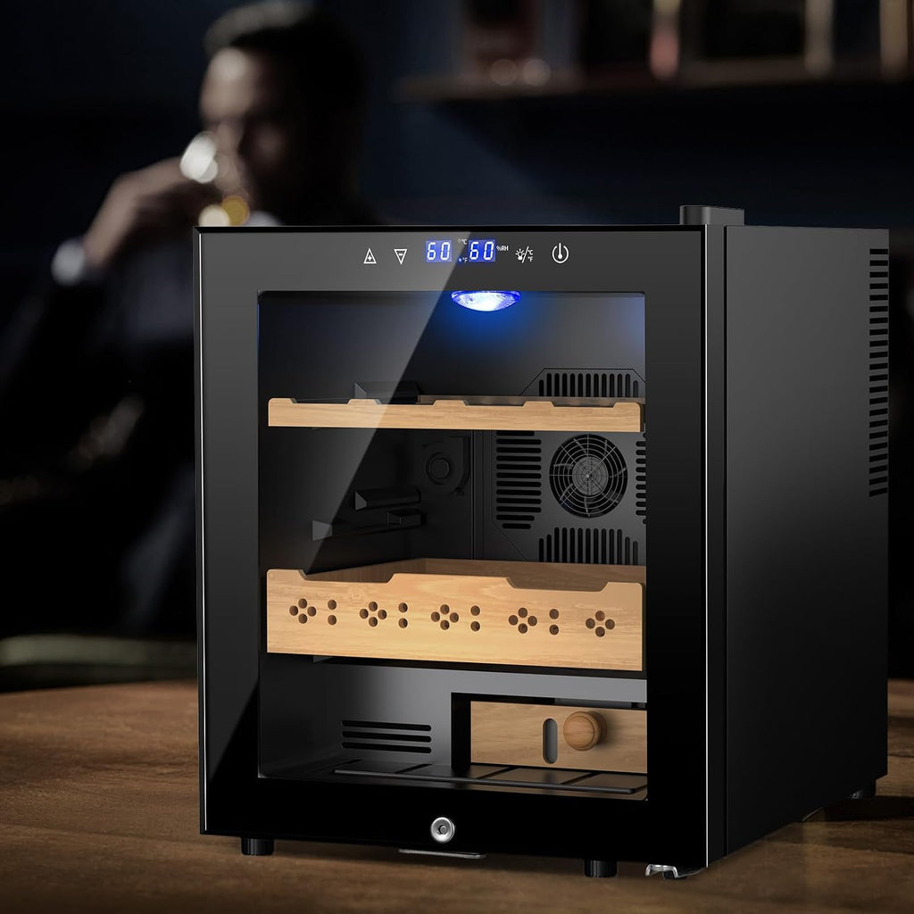 50L Electric Humidor, 300 Counts Large Capacity,Thermostatic Humidor Cabinet with Digital LED Screen, Safety Lock,Smart Humidity & Temp Control, Gifts for Men