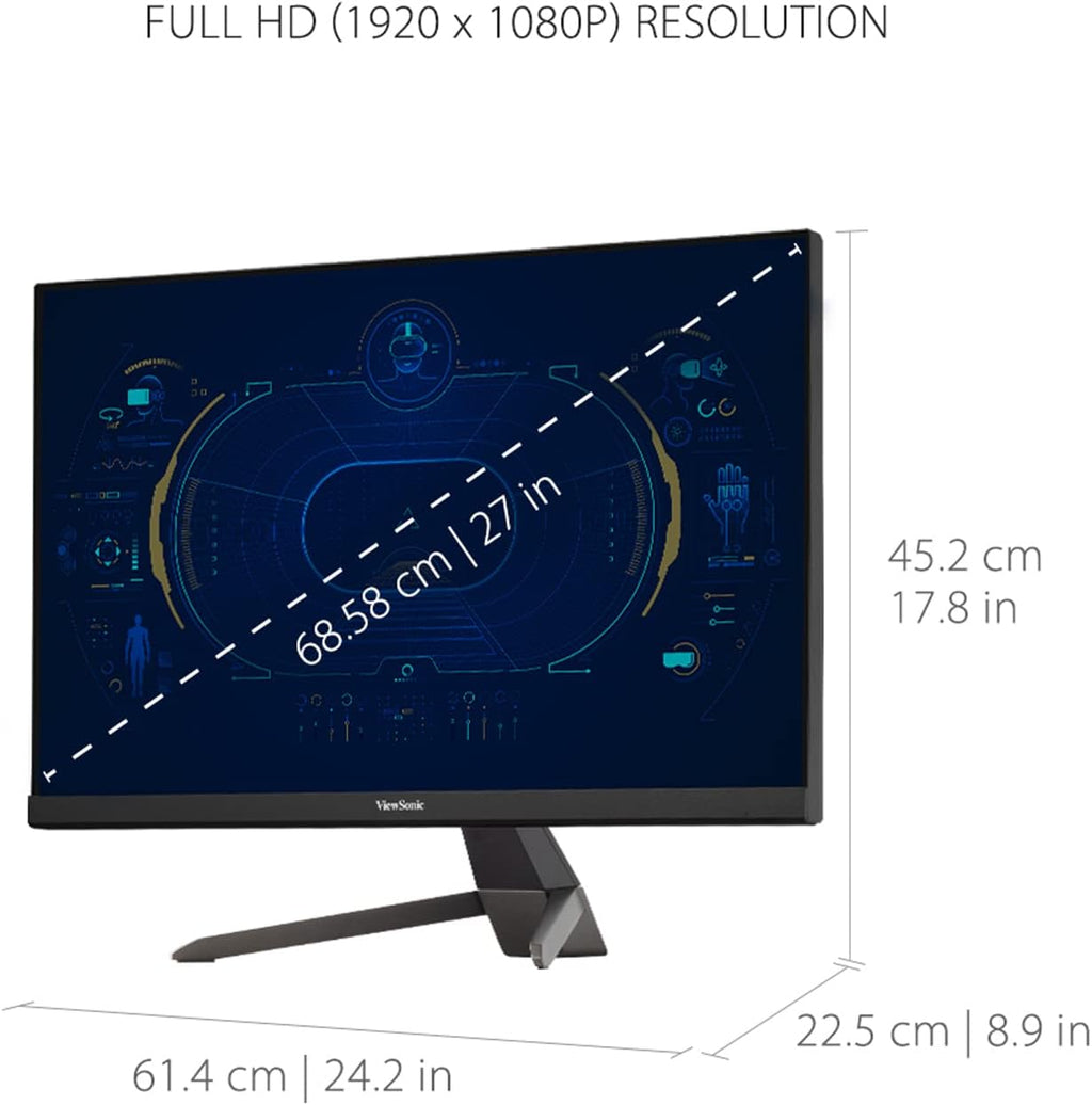 ViewSonic VX2767-MHD 27' 1080p Gaming Monitor w/ 100Hz, 1ms, FreeSync, Eye Care, HDMI, VGA, DP (Renewed)