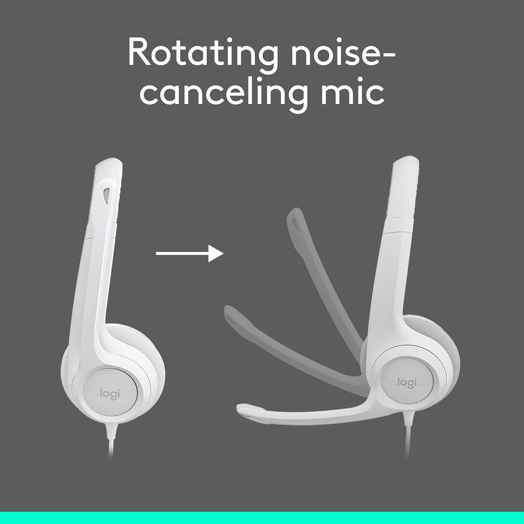 Logitech H390 Gaming Headphones, Wired Headphones with Mic, USB Headset with Microphone for PC, Noise Cancelling Microphone for Video Meetings, Music, Gaming - Off White Total Count 48, Pack of 4