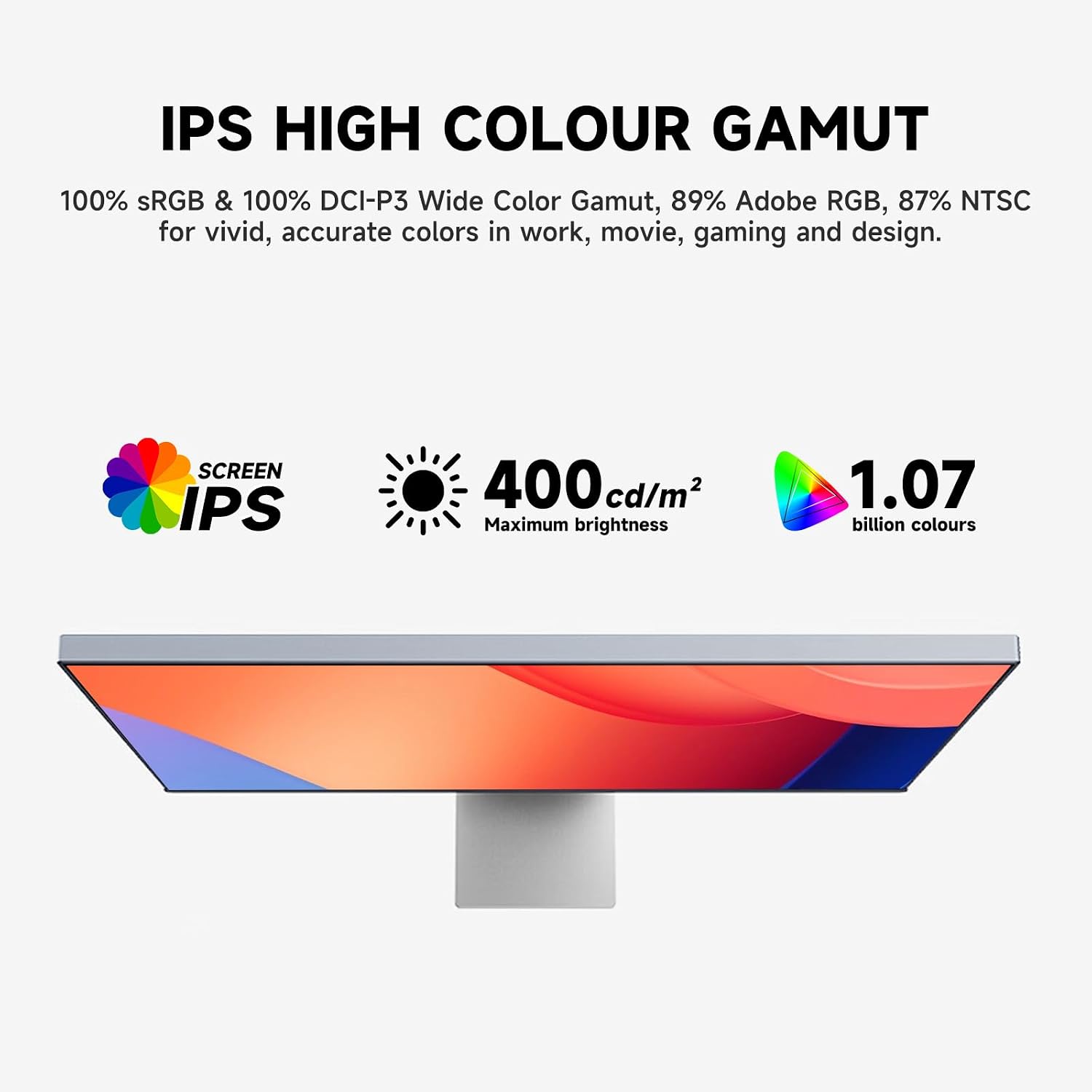 Gawfolk 27-inch IPS 4K UHD Computer Monitor, Ultra-Clear (3840×2160p) PC Screen, 100% sRGB, 100% DCI-P3, Type-C, Display Port, HDMI, Built-in Speakers, Supports Height Adjustment and Rotation - Black