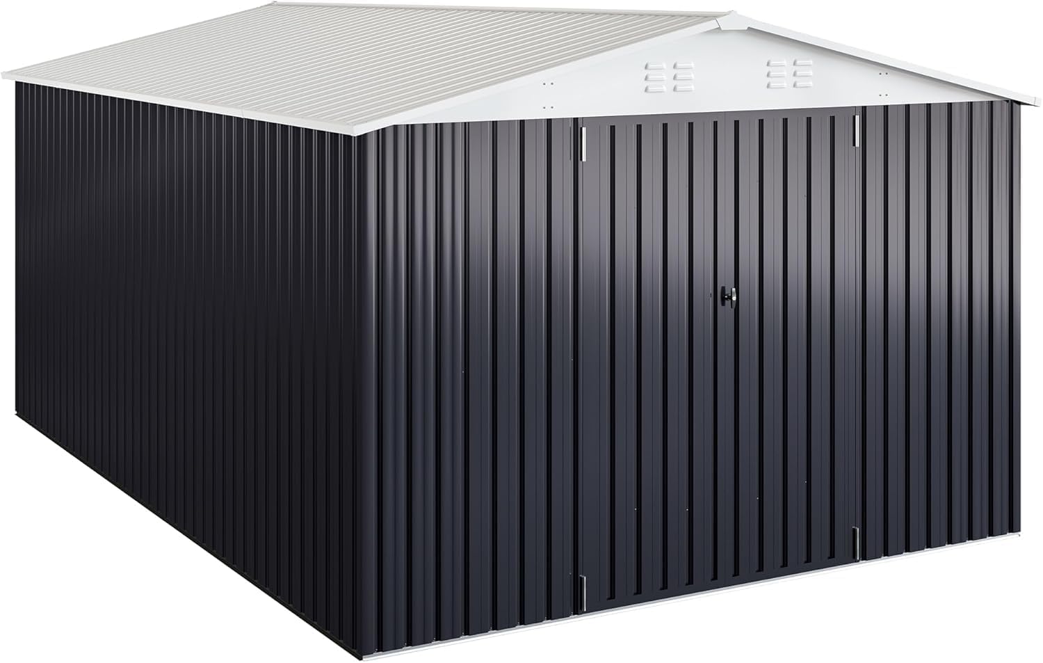 AirWire 10x14 FT Metal Shed, Garden Storage Shed with Updated Frame Structure and Lockable Doors, Outdoor Heavy Duty Tool Sheds for Backyard Garden Patio Lawn, White