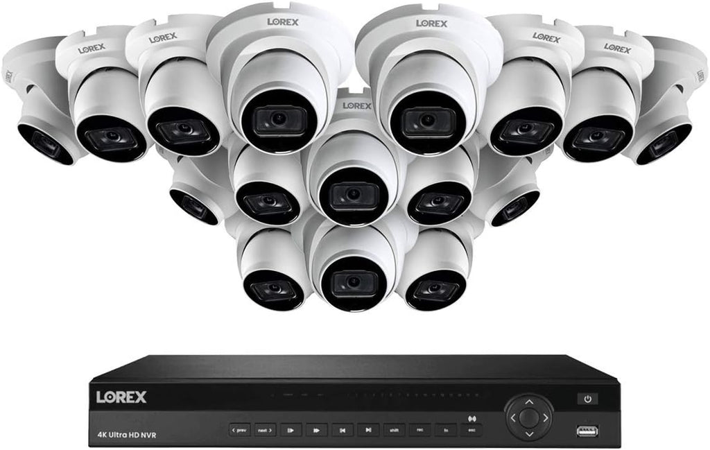 Lorex Technology NC4K3F-1616WD 16 Channel 3TB 4K Ultra HD Nocturnal NVR System with Sixteen Smart IP Security Dome Cameras wReal-Time 30FPS and Listen-in Audio, 150ft Night Vision, Color Vision