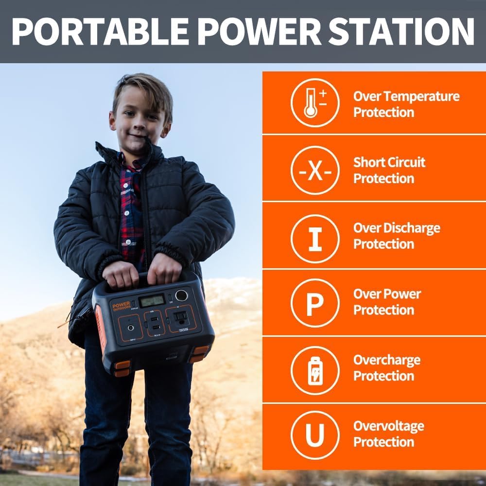 Jackery Portable Power Station Explorer 290, 290Wh Backup Lithium Battery, 110V/200W Pure Sine Wave AC Outlet, Solar Generator (Solar Panel Not Included) for Outdoors Camping Travel Hunting Blackout