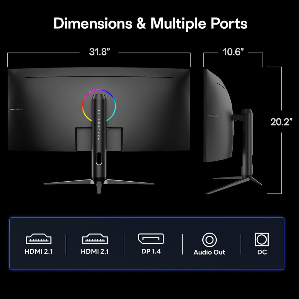 KOORUI 34 inch Ultrawide Curved Gaming Monitor 240Hz, PIP/PBP, 3440x1440P, 21:9 Display, 1500R Curvature. 1ms, Adaptive Sync, DP, HDMI, Vesa amoun,Support PS5,t,Computer Monitor G3441XC