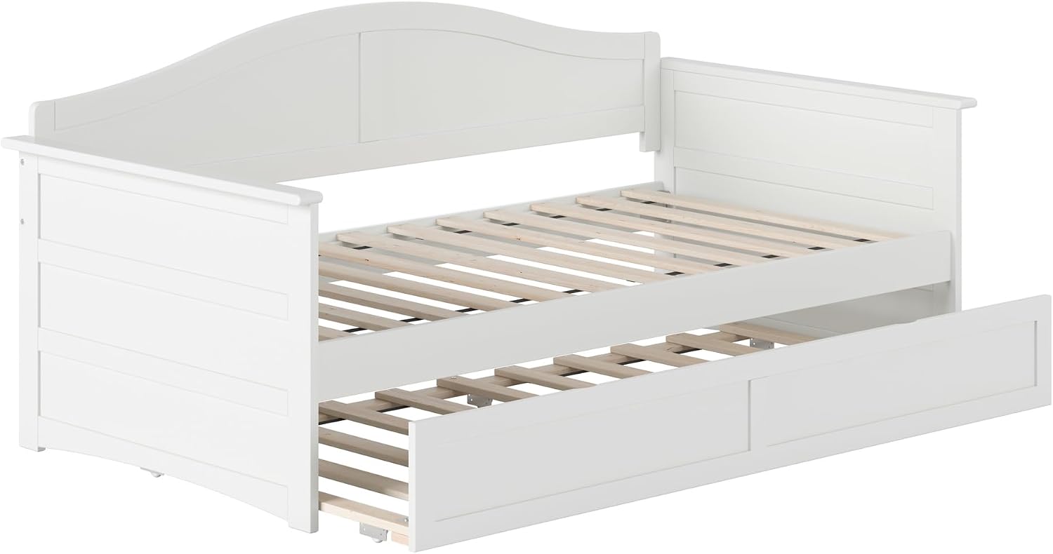 AFI, Acadia Twin Size Wood Daybed Frame with Twin Trundle, White