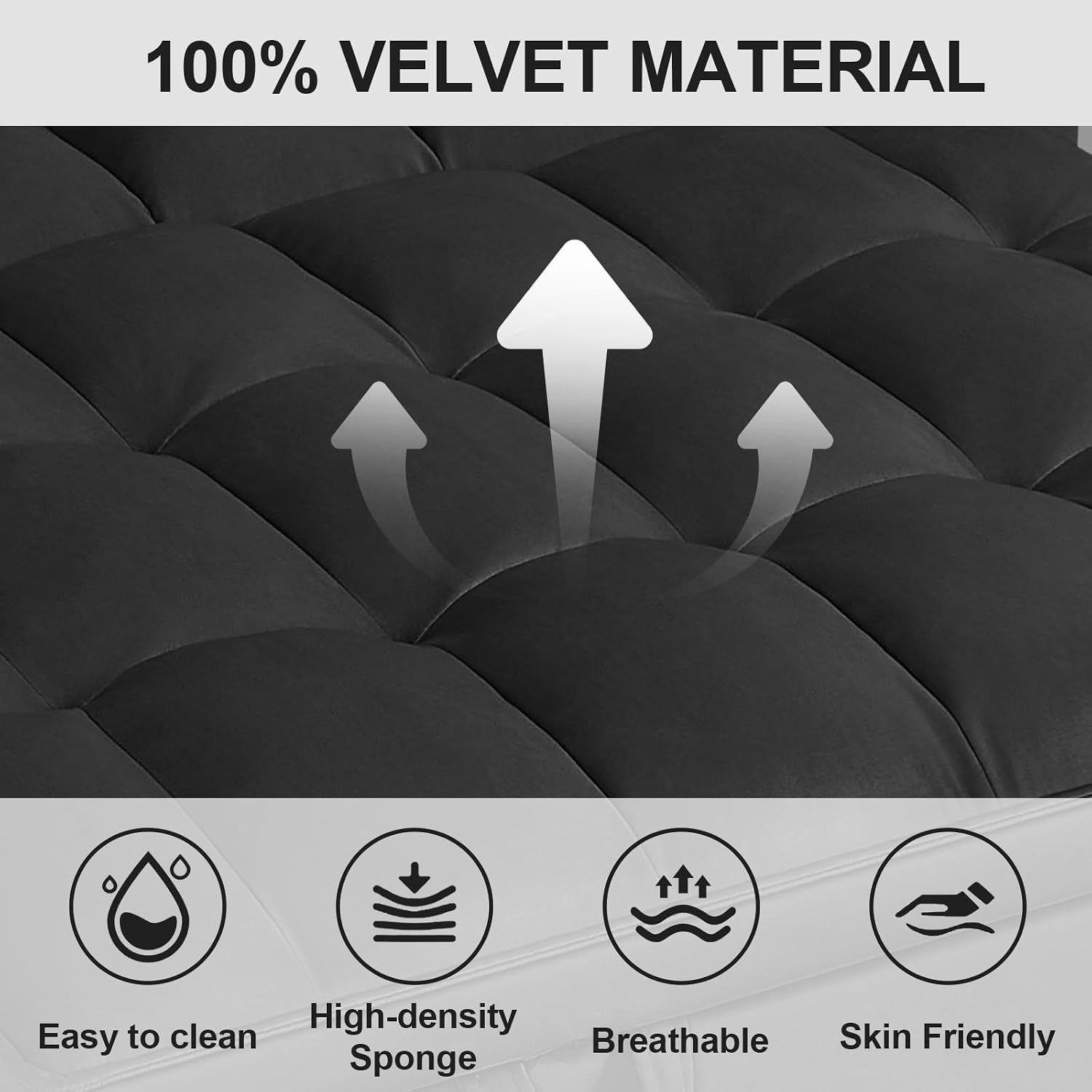 Convertible Sofa Bed, Pull Out Sofa Bed with Adjustable Backrest, 3 in 1 Velvet Fabric Loveseat Sleeper Sofa Bed Couch with Side Pockets for Living Room, Bedroom, Apartment, Black