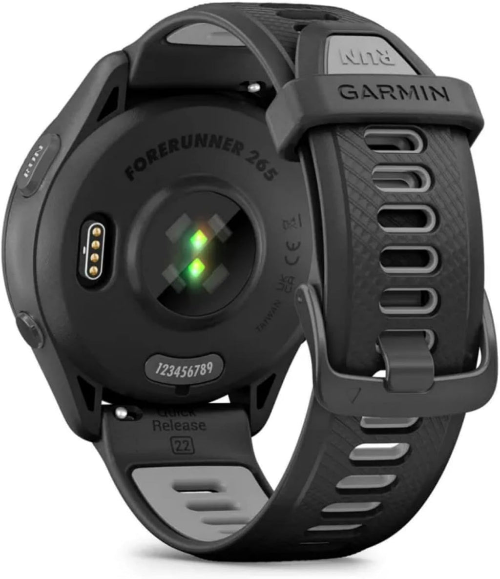Garmin Forerunner 265 Advanced Multisport Touchscreen Smartwatch, Black, Heart Rate Monitor, Daily Suggested Workouts, Up to 13 Day Battery Life - Signature Series Charging Bundle