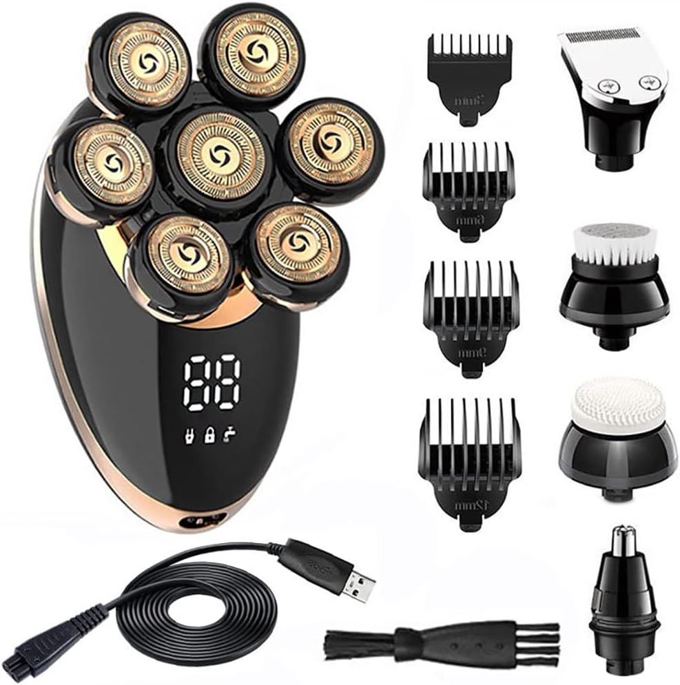Electric Razor for Men, 5 In 1 Grooming Kit Electric Shaver For Men Rechargeable Body Beard Hair Trimmer Electric Razor Bald Head Shaving Machine