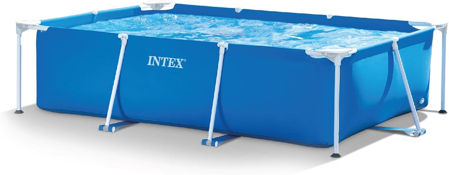 INTEX Rectangular Frame 9 ft 10 in x 6 ft 6.75 in x 29.5 in Above Ground Pool, Swimming Pool with Steel Frame, Pump Not Included