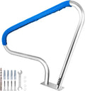 VEVOR Pool Rail 48x36 Pool Railing Brushed Stainless Steel 250LBS Load Capacity Silver Rustproof Pool Handrail Humanized Swimming Pool Handrail with Blue Grip Cover & M8 Drill Bit & Self-Taping Screws