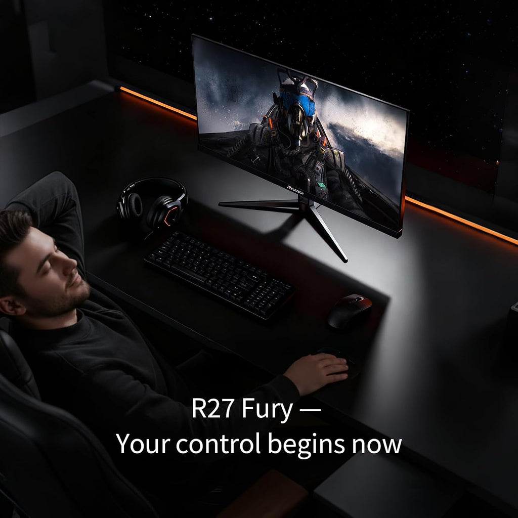 27 Inch Gaming Monitor, FHD(1920x1080), 240Hz Refresh Rate, Fast IPS Panel, 1ms Response Time, FreeSync & G-Sync Compatible, 100% sRGB, HDMI & DP Ports VESA Mount (R27 Fury)