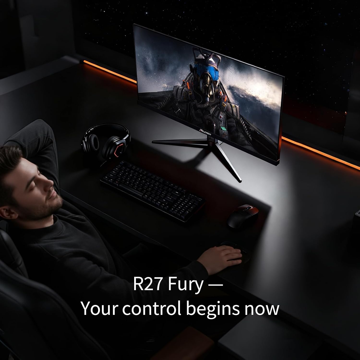 27 Inch Gaming Monitor, FHD(1920x1080), 240Hz Refresh Rate, Fast IPS Panel, 1ms Response Time, FreeSync & G-Sync Compatible, 100% sRGB, HDMI & DP Ports VESA Mount (R27 Fury)