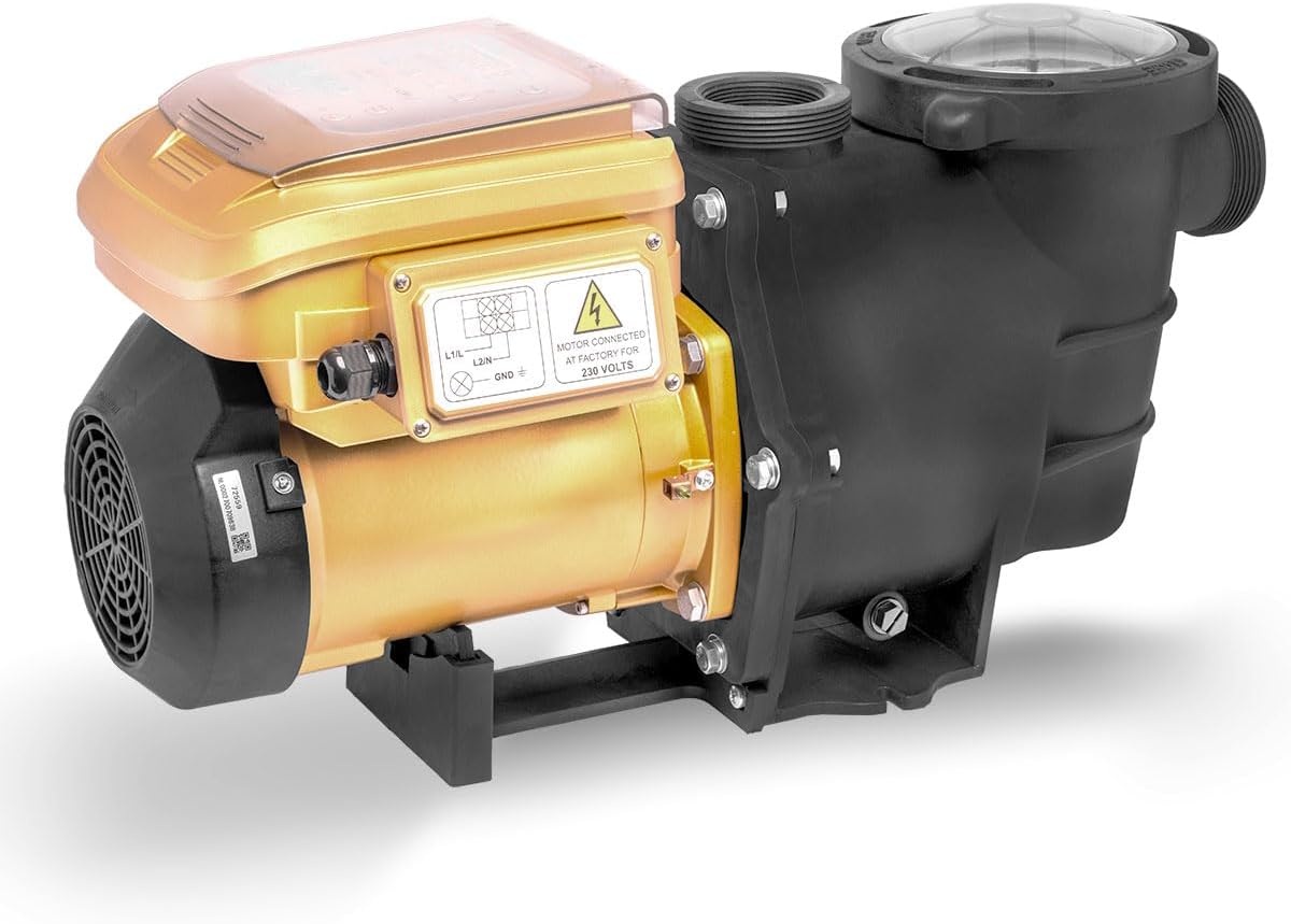 XtremepowerUS 1.5HP High Flow Variable Speed Pool Pump Intelligent Control Panel Swimming Pool Pump Inground with 2' Inch Fitting Adapter Slip-On Set, 230V
