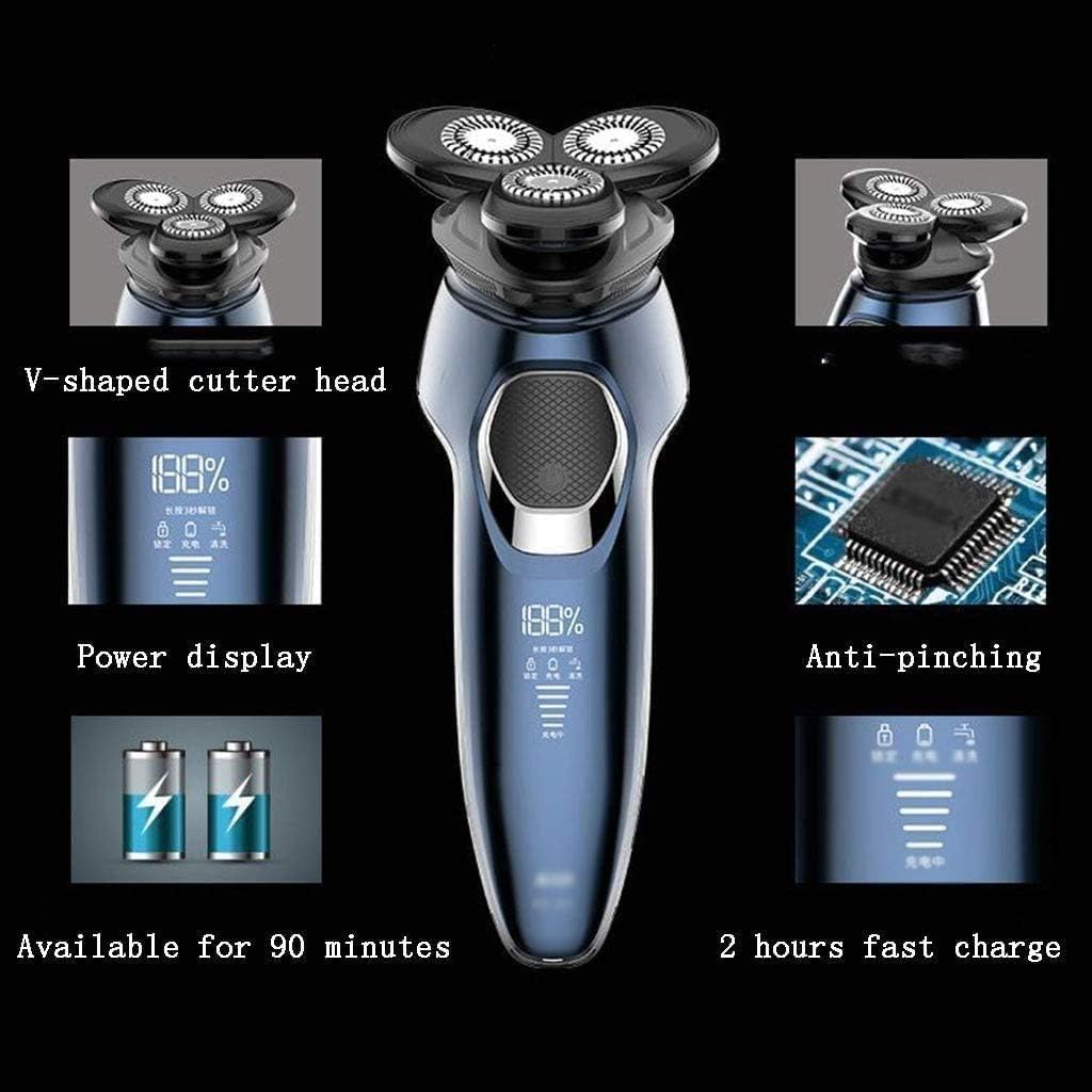 Electric Razor, Electric Shavers for Men, Dry Wet Waterproof Mens Rotary Facial Shaver, Face Shaver Cordless Travel USB Rechargeable with Beard Trimmer LED Display for Shaving Husband Dad