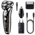 Electric Razor for Men, 3 In 1 Pro Wet Dry Electric Shaver For Men Facial Electric Razor Beard Grooming Shaving Machine Rechargeable Body Hair Trimmer