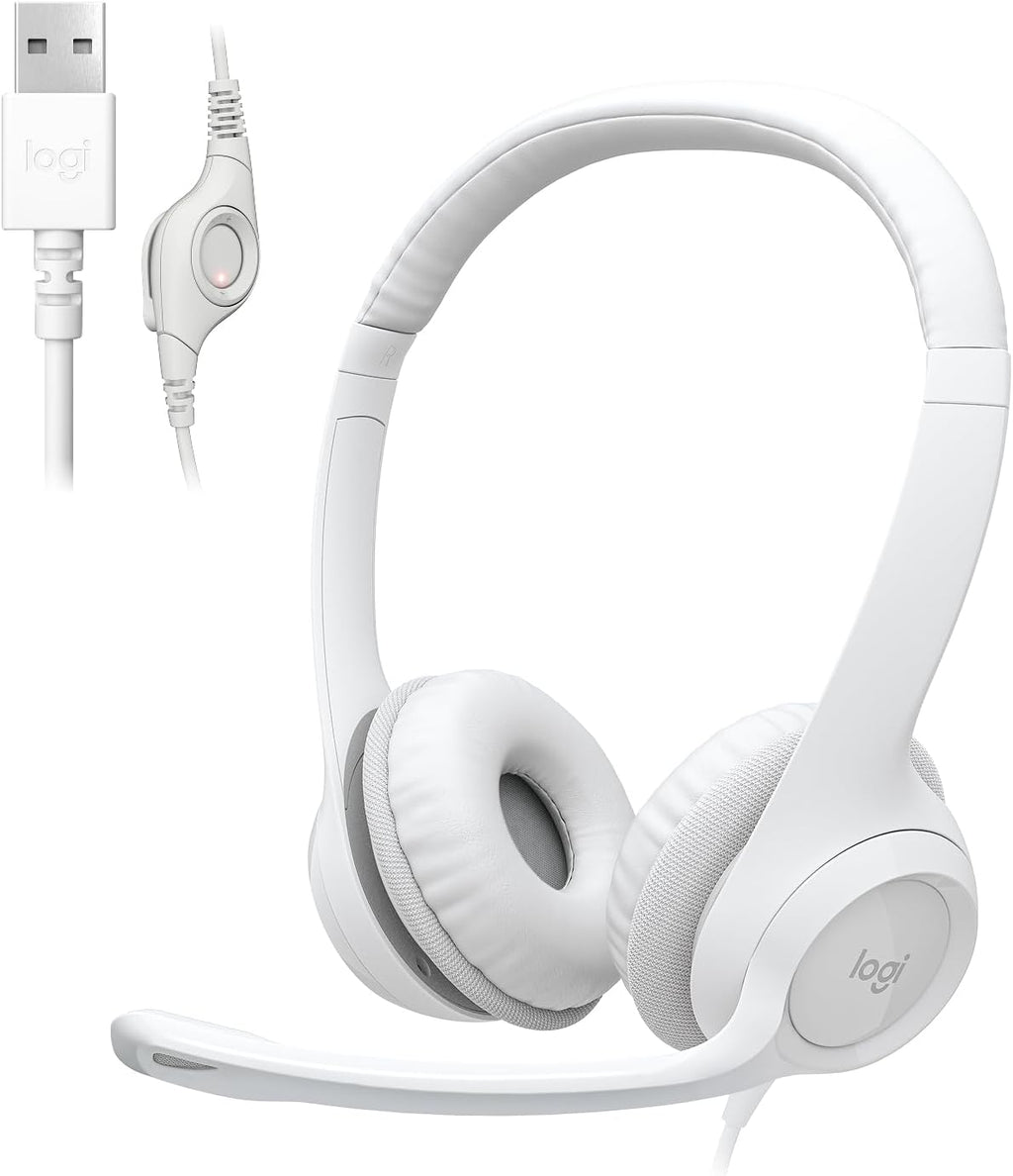 Logitech H390 Gaming Headphones, Wired Headphones with Mic, USB Headset with Microphone for PC, Noise Cancelling Microphone for Video Meetings, Music, Gaming - Off White Total Count 48, Pack of 4