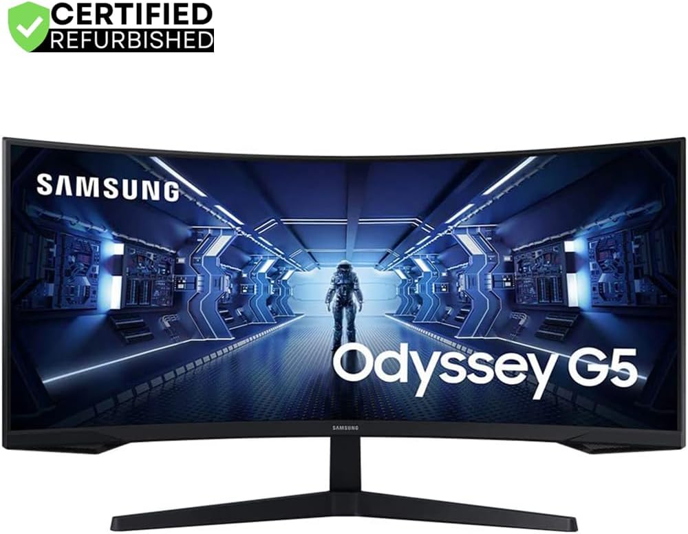 Samsung 34 inch Odyssey G55T WQHD 165Hz 1ms(MPRT) HDR Curved Gaming Monitor - (Renewed)