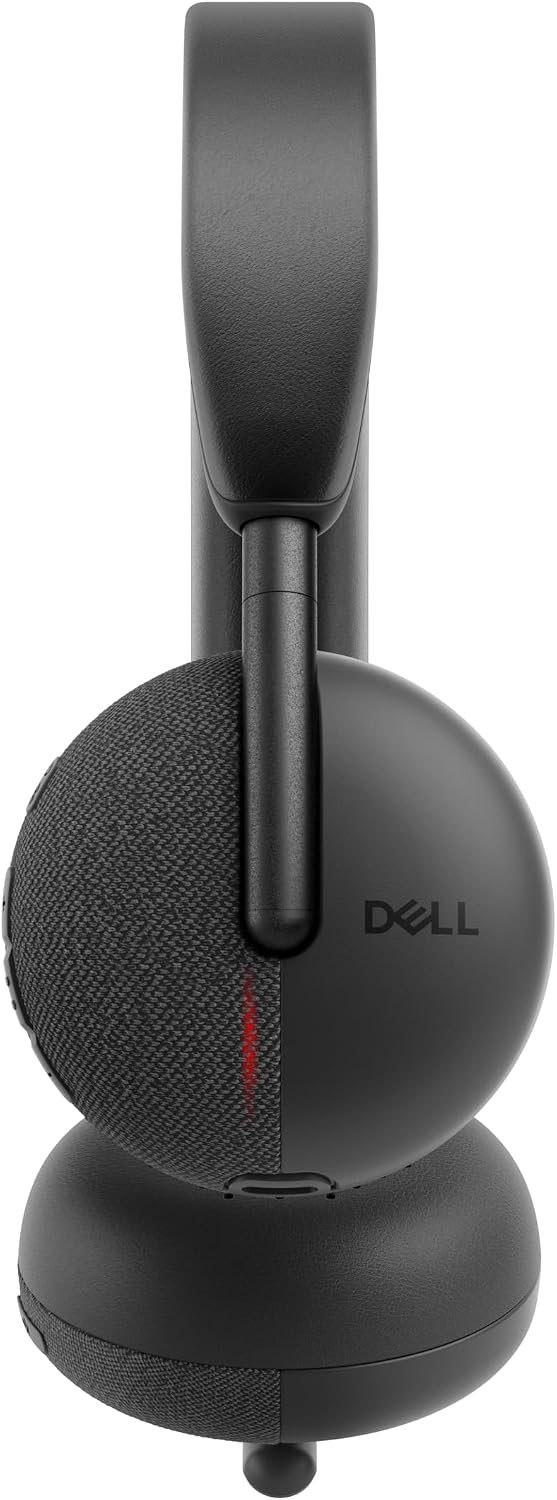 Dell WL3024 Wireless Headset - Leatherette Headband, Built-in AI-Based Noise Cancellation Microphone, Boom mic - Black