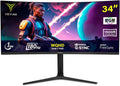 YEYIAN 34' Ultrawide Curved Gaming Monitor, 180Hz, 1ms, WQHD 3440×1440, 1500R VA Panel, sRGB 129%, DCI‑P3 92%, FreeSync, HDR10, HDMI×2, DP1.4×2, Tilt Adjustable