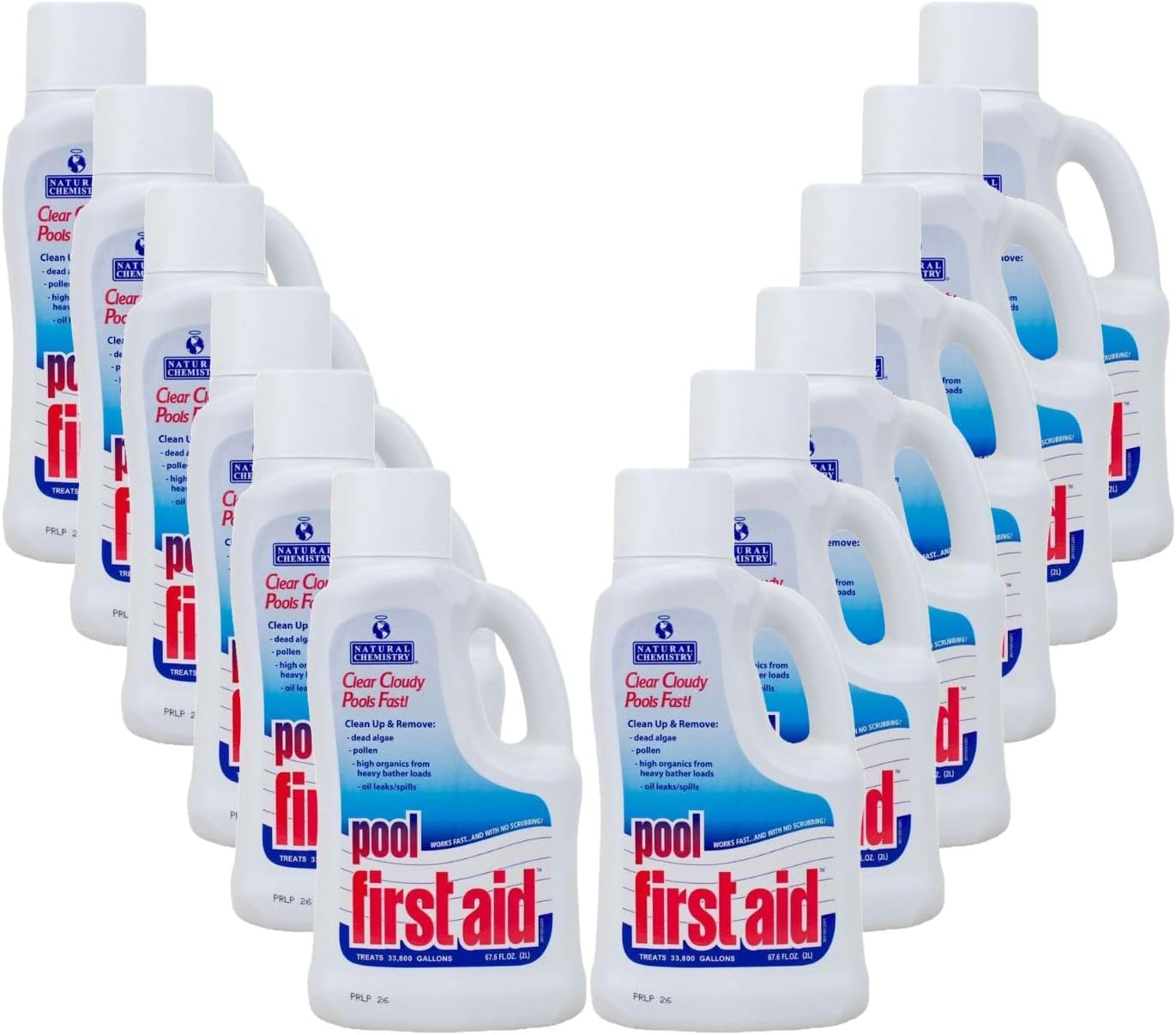Natural Chemistry First Aid Swimming Pool Enzyme, 2-Liter, Pack of 12, Clear Cloudy Pools Fast, Frees Clogged Filters, Compatible with All Sanitizing Systems