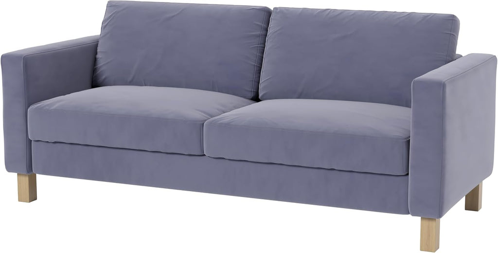 Heavy Duty Velvet Karlstad Three Seat (Not Loveseat) Sofa Cover (Width: 205CM, Not 165CM) Replacement Custom Made Compatible with IKEA Karlstad 3 Seat Sofa Couch Slipcover (Velvet Light Gray Sofa)