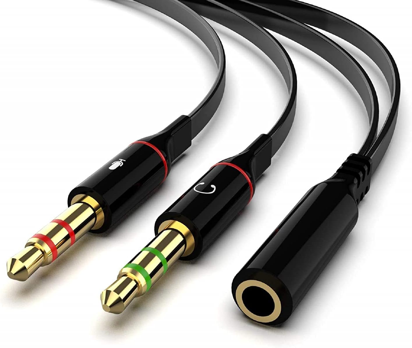 Maeline Headphone Splitter Adapter, 3.5mm Mic Cable for Computer, Headset 3.5mm Female to 2 Dual Male Microphone Audio Stereo Jack Earphones Port to Gaming Speaker PC - 50 Pack