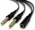 Maeline Headphone Splitter Adapter, 3.5mm Mic Cable for Computer, Headset 3.5mm Female to 2 Dual Male Microphone Audio Stereo Jack Earphones Port to Gaming Speaker PC - 500 Pack