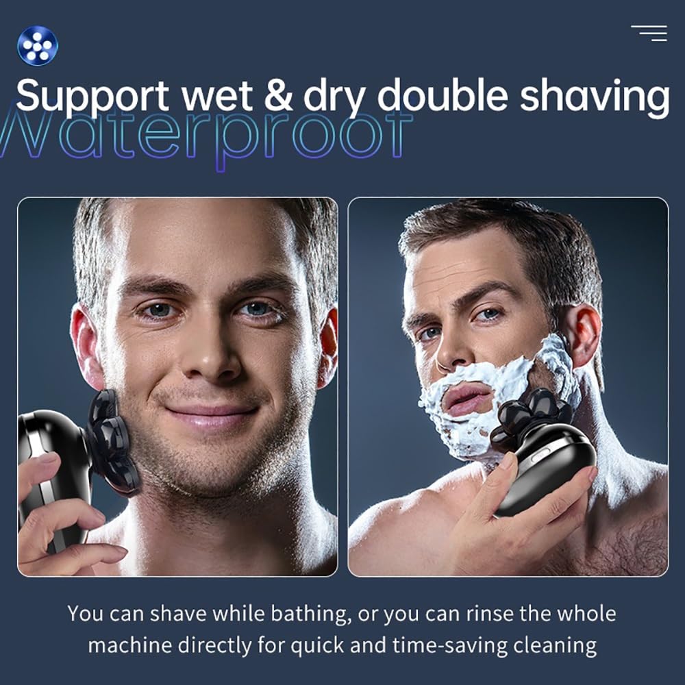 Head Shavers for Bald Men, 5 In 1 Electric Shaver For Men Beard Hair Trimmer Bald Head Razor 5D Floating Electric Nose Hair Trimmer LCD Display