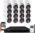 GW Security 32 Channel NVR UltraHD 12MP 4K @30FPS Face/Human/Vehicle Detection PoE Security Camera System with 16 x 12MP (4512x2512) IP Microphone Outdoor & Indoor AI Dome Cameras, Color Night Vision