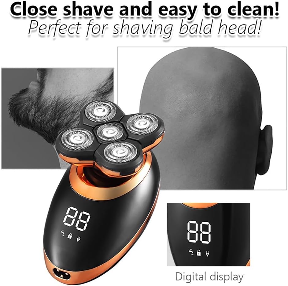 Head Shaver for Men, 5 in 1 Electric Shaver for Men Beard Hair Trimmer Electric Razor 5D Floating Five Blade Heads Electric Nose Hair Trimmer LCD Display
