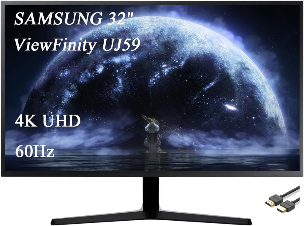 Samsung 32' ViewFinity UJ59 Series LED Monitor, 4K UHD (3840x2160), 60Hz, FreeSync, HDMI, Display Port, Eye Saver,Flicker Free Mode, Dark Gray, with GSF HDMI Cable