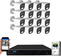 GW Security 16 Channel 12MP NVR 4K Security Camera System with 16 x 8MP PoE Spotlight Color Night Vision Outdoor/Indoor Microphone Bullet Cameras, Smart AI Human/Vehicle Detection
