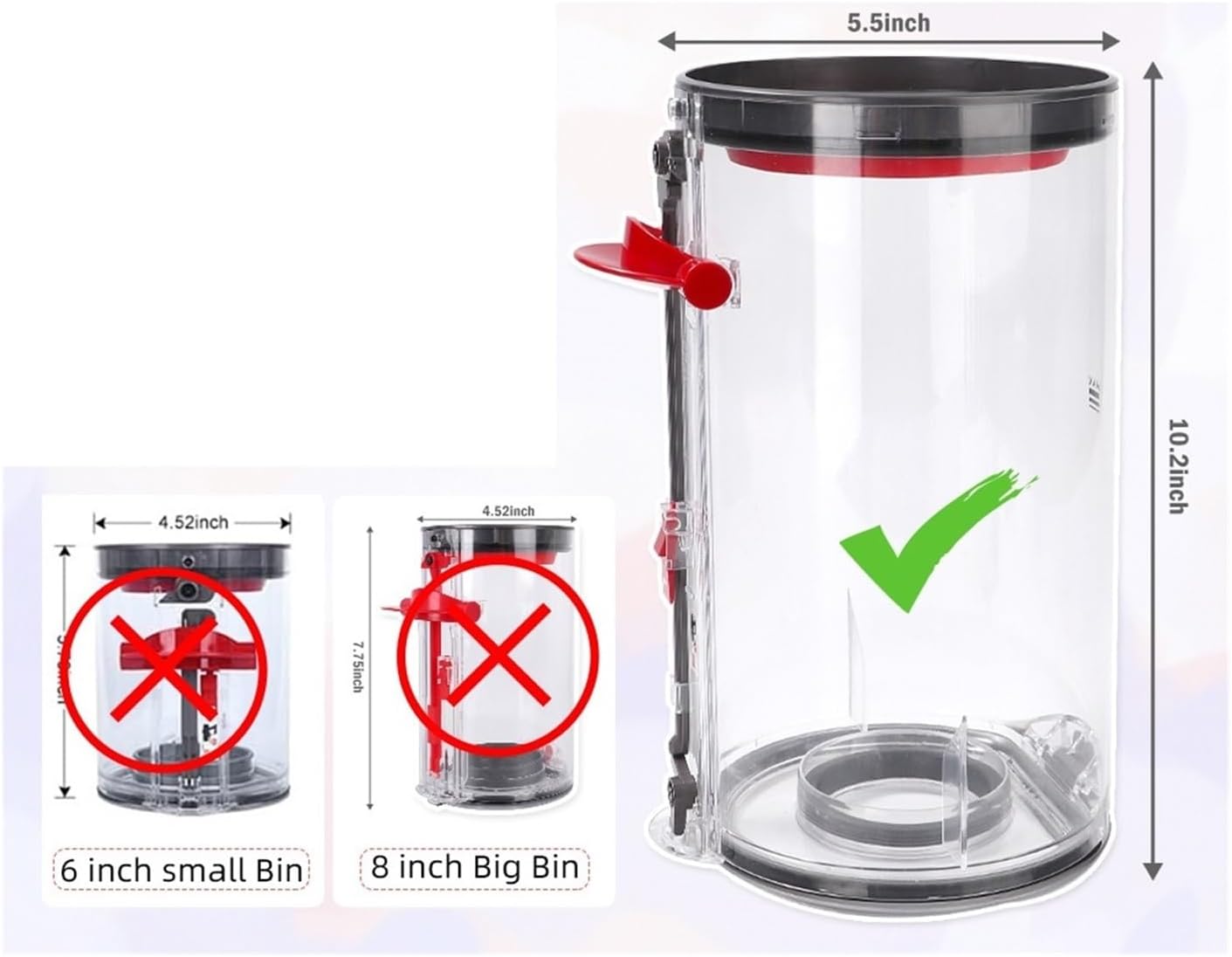 Dust Bin Dust Bucket，Compatible for Dyson，Outsize Cordless Vacuum Big Bin Assembly/Dirt Cup V11 Outsize Replacement Bin