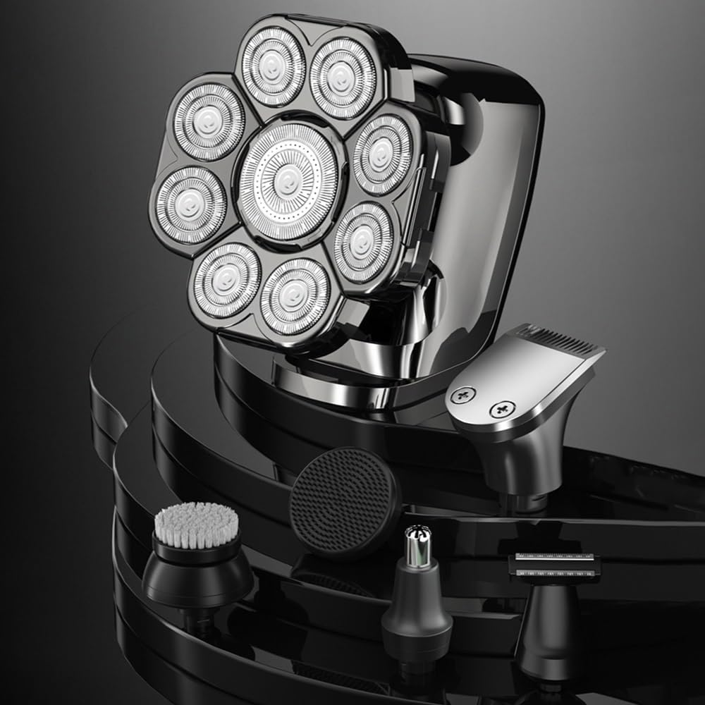 Head Shaver for Men, 6 in 1 Floating Head Electric Shaver 9D Shaving for Bald Men with Nose/Body Trimmer Wet/Dry LED Display Mens Grooming Kit