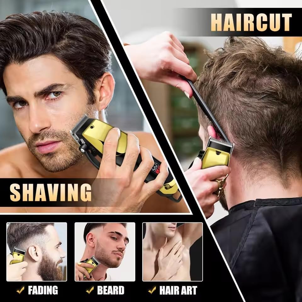 Professional Hair Clippers for Men, USB Charging Beard Trimmer Shaver Electric Kit, Cordless Barber and Trimmers Set, Cutting, Shaving Machines for Grooming Gifts