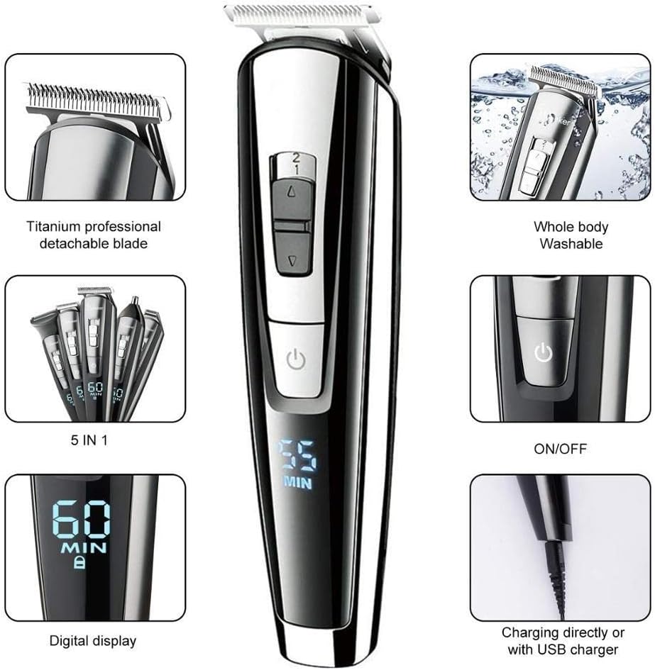 Electric Razors for Men, 17 Piece Grooming kit Electric Shaver for Men Body Shaving Machine Beard Hair Trimmer Electric Razor Rechargeable 100-240v