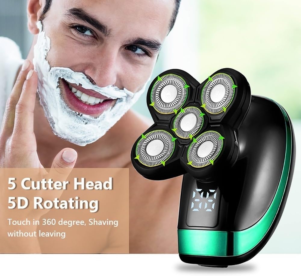 Head Shaver for Men, 5 in 1 Multi Grooming Kit Digital Display Electric Shaver Hair Trimmer Beard Electric Razor Wet Dry Men Facial & Body Shaving Machine