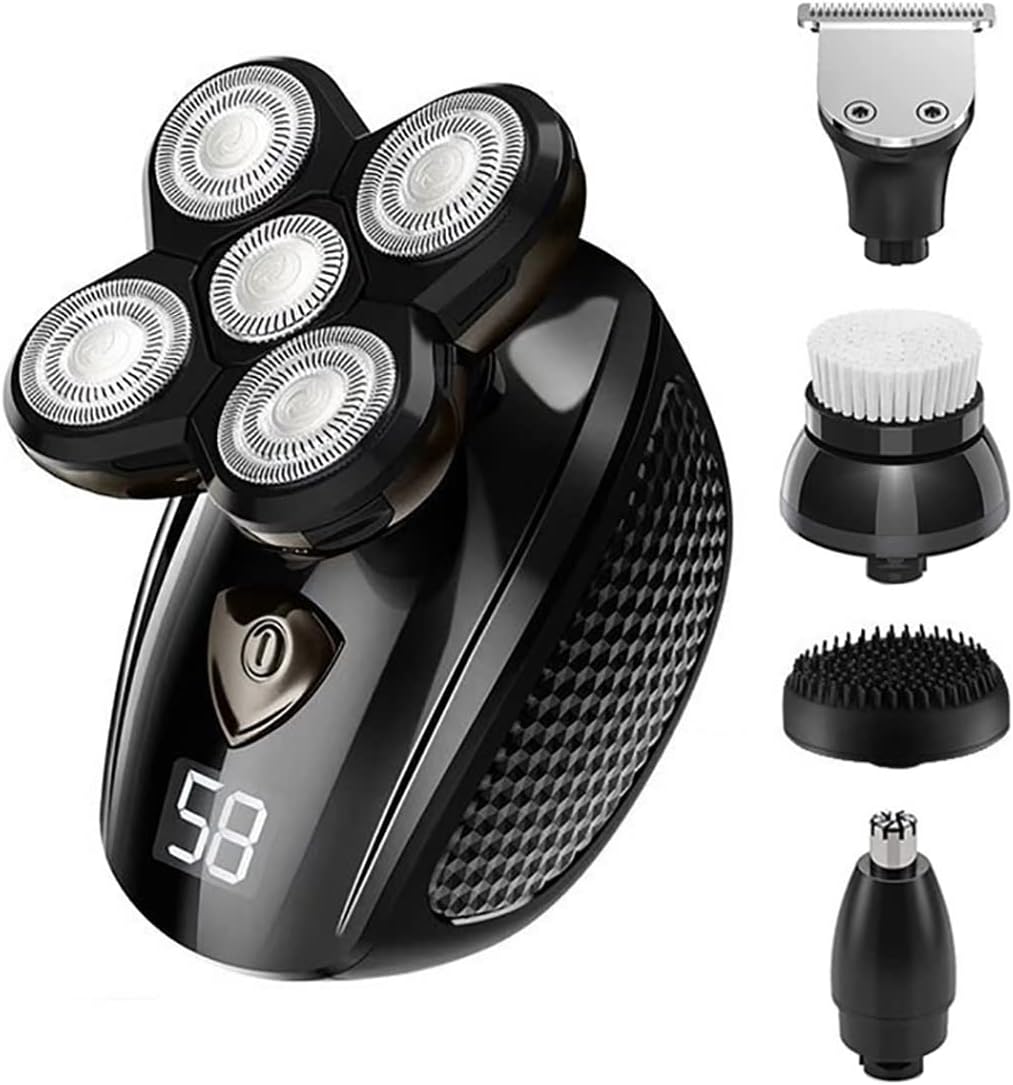 Electric Razor for Men, 5 In 1 Facial Body LED Wet And Dry Electric Shaver Grooming Kits Electric Razor Beard Rotary Rechargeable Shaving Bald Machine