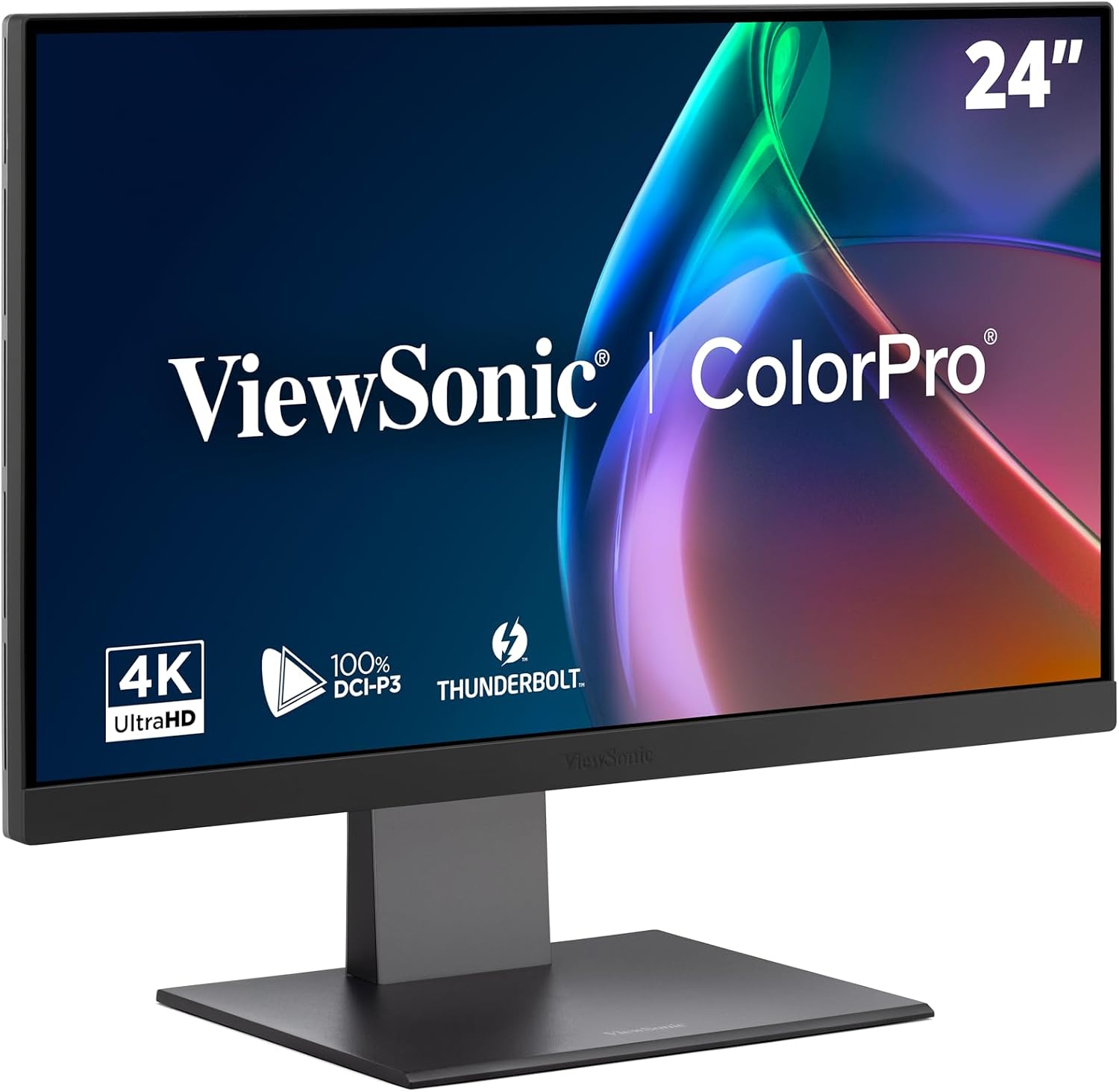ViewSonic VP2488-4K 24 Inch 4K Mac-Ready Monitor, IPS with 100% sRGB, 98% DCI-P3 and Pantone Validated for Mac Studio and MacBook Pro, Advanced Ergonomics, Thunderbolt 4, USB, HDMI, and DisplayPort