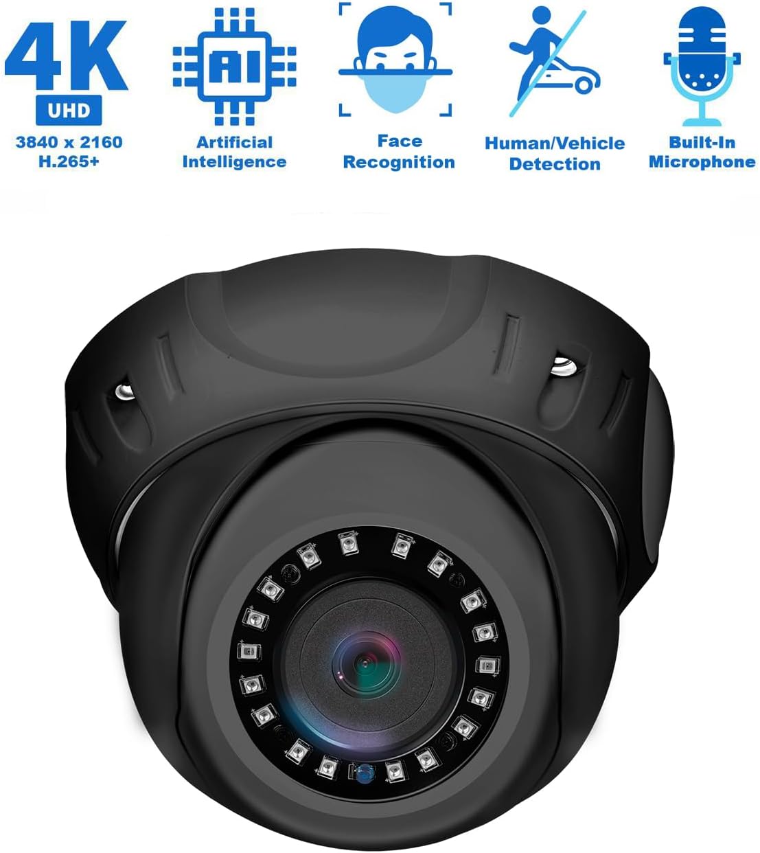 GW Security 32 Channel 12MP NVR 4K AI Face Recognition Human & Vehicle Detection Surveillance Security Camera System with 24 UltraHD 4K 8MP IP PoE Microphone Dome Security Cameras (Grey)