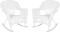 Jeco , Set of 2 Wicker Rocker Chairs, White