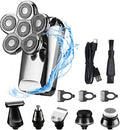 Electric Razor for Men, 6 In 1 Electric Shaver For Men Beard Hair Trimmer Facial Body Electric Razor Rechargeable Bald Head Shaving Machine Grooming Kit (Color : Silver)