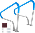 VEVOR Pool Handrail, 2 PCS 48x36in Railing, Stainless Steel with Base Plate for Indoor/Outdoor Pools, Safety Railing for Decks, Rust-Proof Grab Bar w/Grip Cover & Accessories for Spas