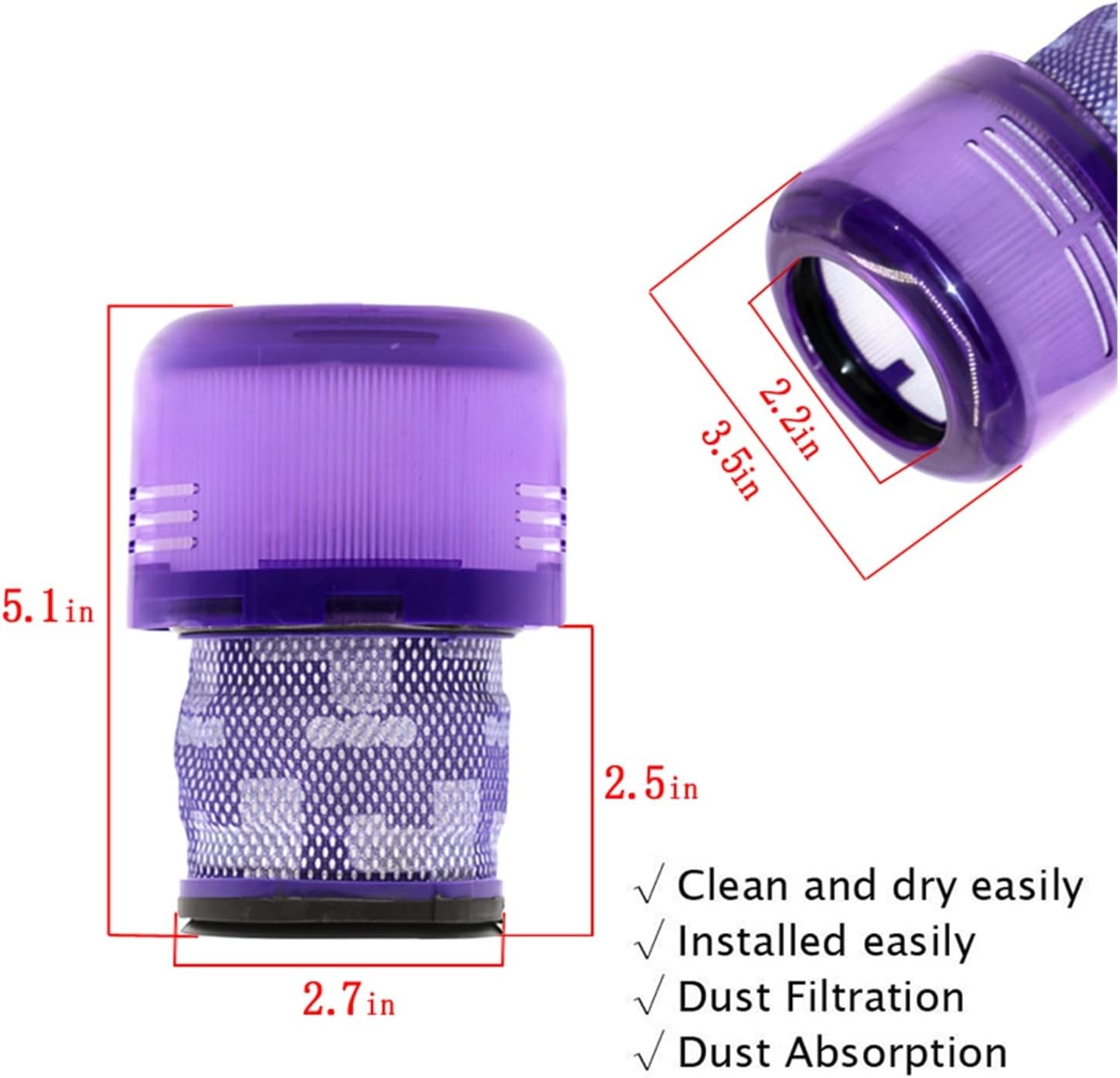 BeNtli Robot Vacuum Cleaner Accessories Replaceable Parts，Hepa Filter，Washable Detect Vacuum Filters，Compatible for Dyson V11 Animal V15 (Color : Original-02)