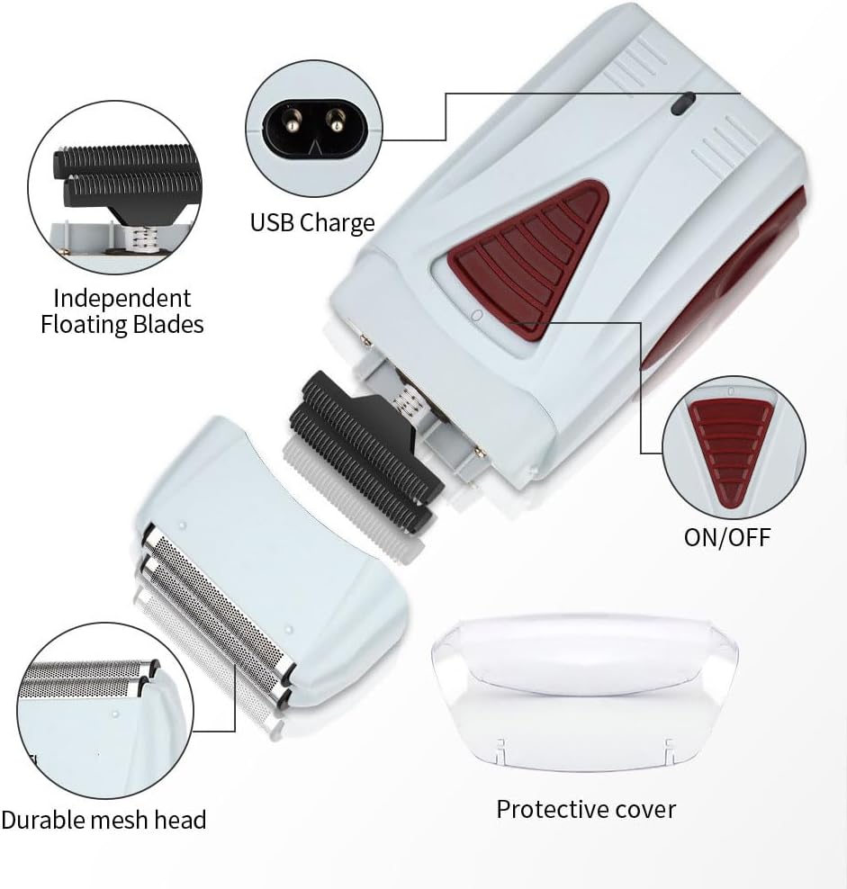 Electric Foil Shavers for Men, Dual Floating Blades for Close & Clean Shaving, Mini Portable Razor with Precision-Compact Body, Waterproof, High Power Motor