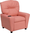 Flash Furniture Chandler Vinyl Kids Recliner with Cup Holder and Safety Recline, Contemporary Reclining Chair for Kids, Supports up to 90 lbs., Pink